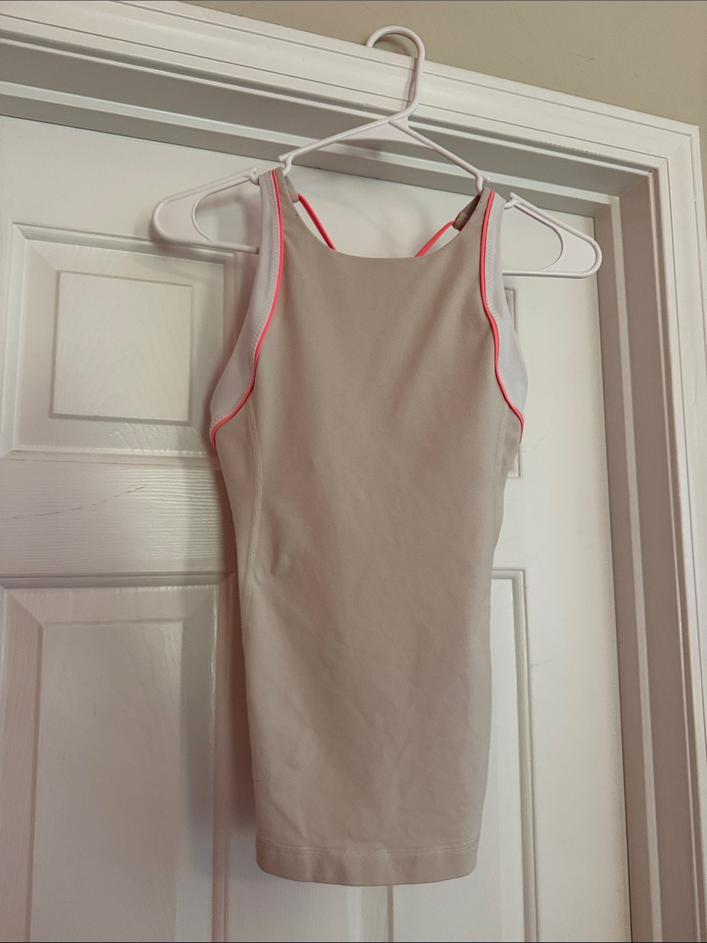 lululemon athletica Beige Tank Top with Neon Pink Trim